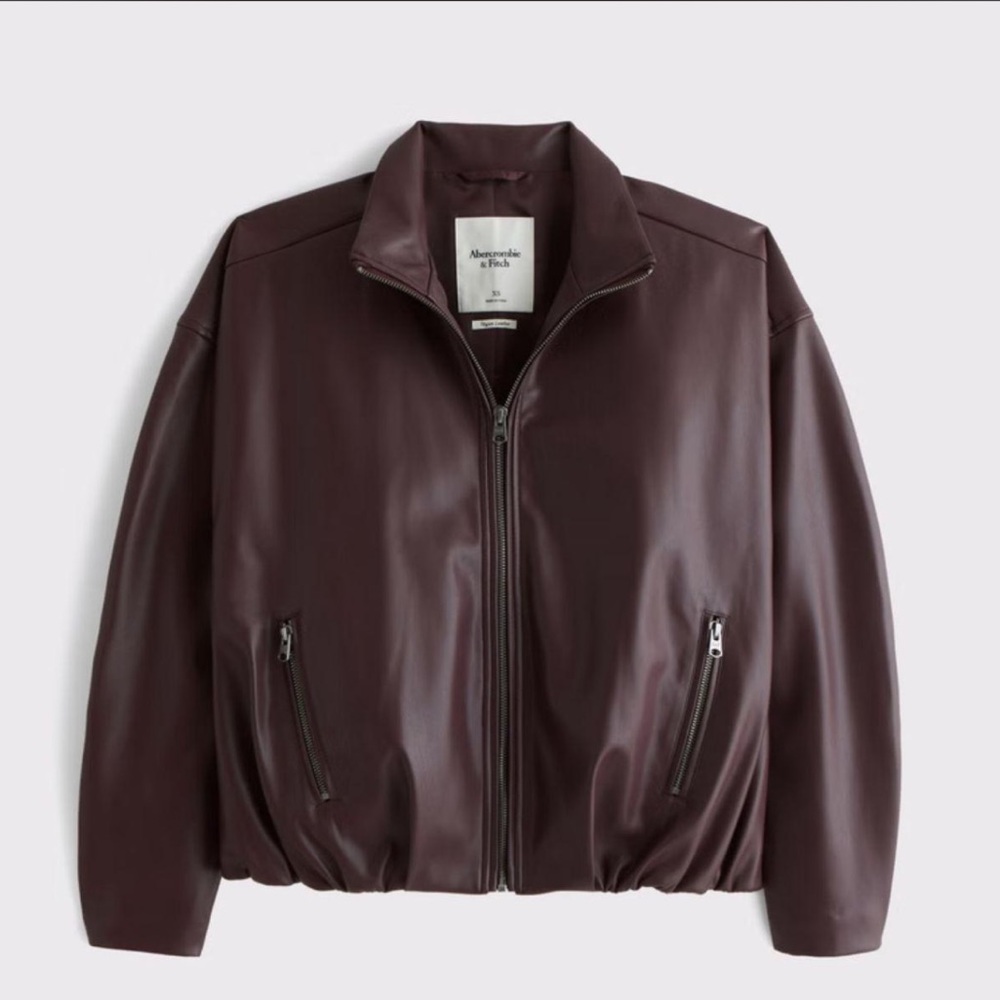 Abercrombie & Fitch womens Deep Burgundy Zip Bomber Jacket